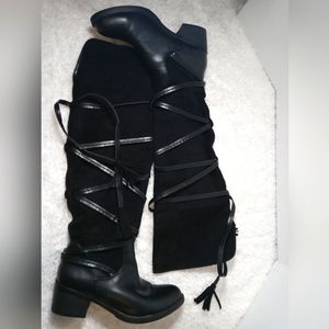 Black leather / suede Riding boots